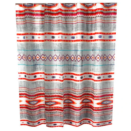 Benzara Benjara Pimi 72 x 72 Inch Shower Curtains, Soft Microfiber Southwest Boho Style, Multicolor