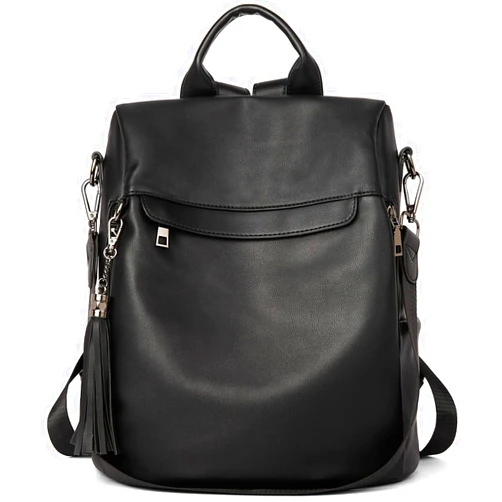 BROMEN Backpack Purse for Women Leather Anti Theft Travel Fashion Shoulder Bag Black