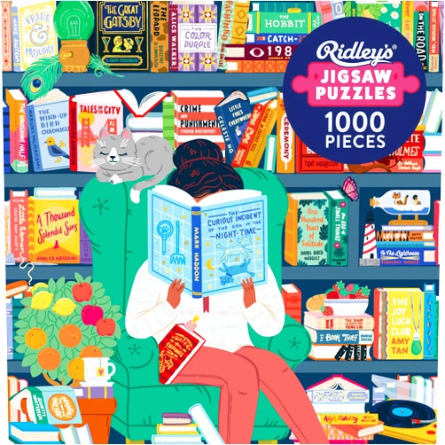 Ridley's: 50 Must-Read Books Bucket List 1000-Piece Puzzle - Unique Art Style for Book Lovers - Library or Office Décor After Completion
