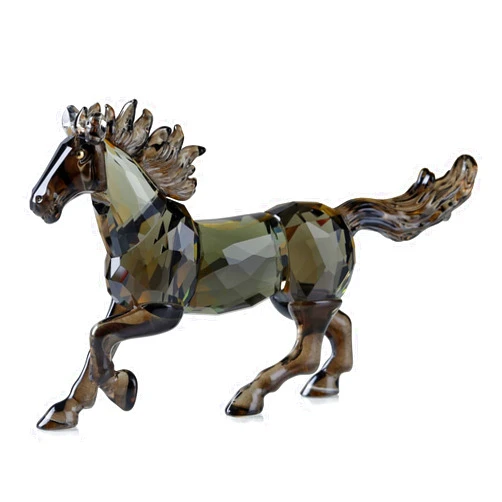DOJOZ Crystal Horse Realistic Animal Art Figurine Collection Table top Ornament Statue Home Decor (Black)