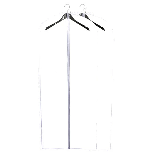 Handy Laundry Clear Vinyl Garment Bag - Protect Your Clothing While Traveling and Dust Free While Hanging in Your Closet. Ideal for Coats, Suits, Dresses or Gowns - Set of 2 (24 X 54 Inches)