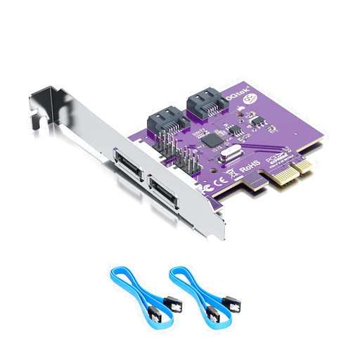 ipolex 2 Port eSATA3.0 or 2 Port SATA3.0 Non-Raid Controller Card, X1, with 2 SATA Cable, Support SSD and HDD