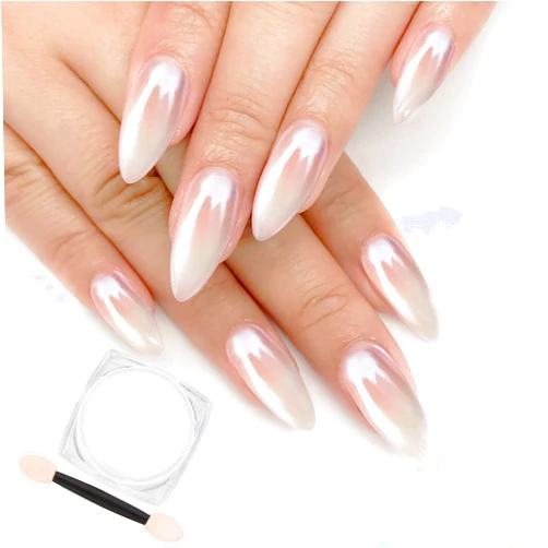 Artdone White Pearl Chrome Nail Powder,Iridescent Aurora Powder Metallic Mirror Effect Pigment Pearlescent Mermaid Pigment Pearl Glitter Dust Kit,Nail Art Decoration, Resin Craft