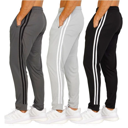 PURE CHAMP Men’s 3 Pack Mesh Joggers with Zipper Pockets, Athletic Pants for Men – Moisture-Wicking Gym Sweatpants Men