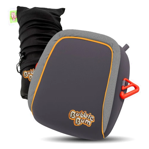 bubblebum Inflatable Booster Car Seat - Blow Up Narrow Backless Booster Car Seat for Travel. Portable Booster Seat for Toddlers, Kids, Child - Gray