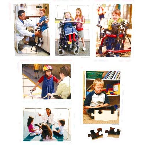 Excellerations Inclusion Puzzles, Set of 6, Social Emotional Wood Jigsaw Puzzles for Preschool Age Children
