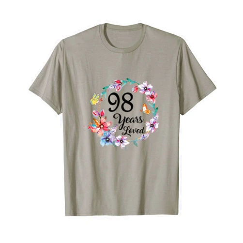 Birthday Queen Awesome 98 Years Old Shirt 98 Years Loved Shirt 98 Years Old Floral 98th Birthday T-Shirt