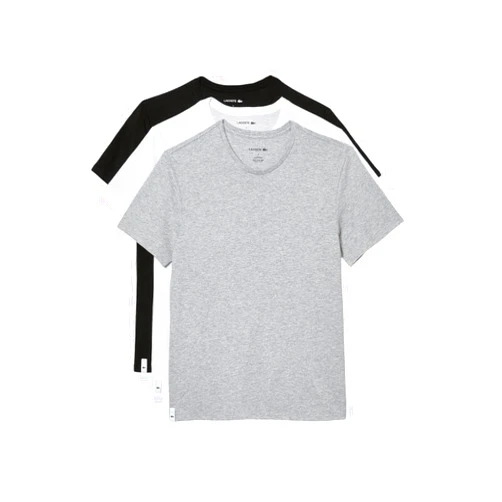 Lacoste Men's 100% Cotton Regular Fit Crew Neck Undershirt, 3-Pack