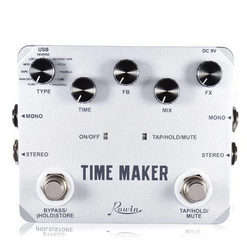 Rowin Time Maker 11 Types of Ultimate Delay Pedal for Guitar Bass with Tap Tempo