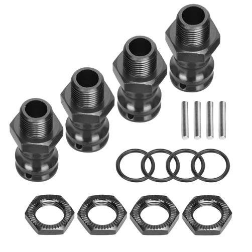 SUNFECILI Wheel Hex Hub Adapter Extension Conversion, 4pcs Aluminum Alloy 17mm Hex, 23mm Reliable Wheel Extension Adapter, Durable and Easy to Install Hex for 1 8 RC Car Model (Black)
