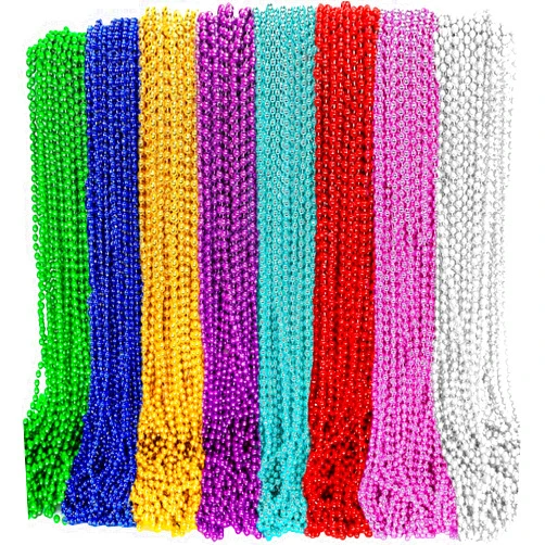 Elefama 200PCS Mardi Gras Beads Necklaces Bulk 33 Inch 7 mm Purple Blue Pink Silver Gold Red Green Mardi Gras Beaded Necklaces Glow Party Throw Parade Beads Mardi Gras Decorations for Women Men Kids