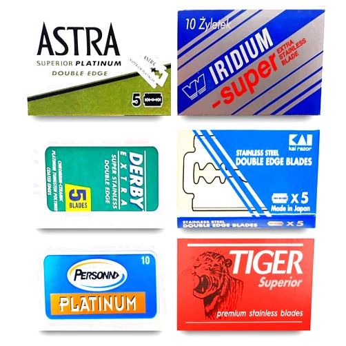 Razor Blades Club Astra-KAI-Persọnna-Wizamet-Tiger Double Edge Razor Blades Sampler (40 blades, 6 different brands)