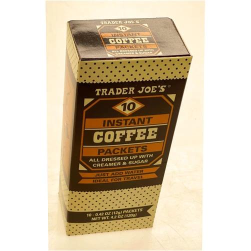 TJ's Trader Joe's Instant Coffee Packets w. Creamer & Sugar (10 packets, 1 box)