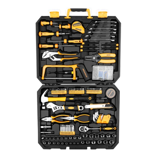 DEKOPRO 198 Piece Home Repair Tool Kit, Wrench Plastic Toolbox with General Household Hand Tool Set