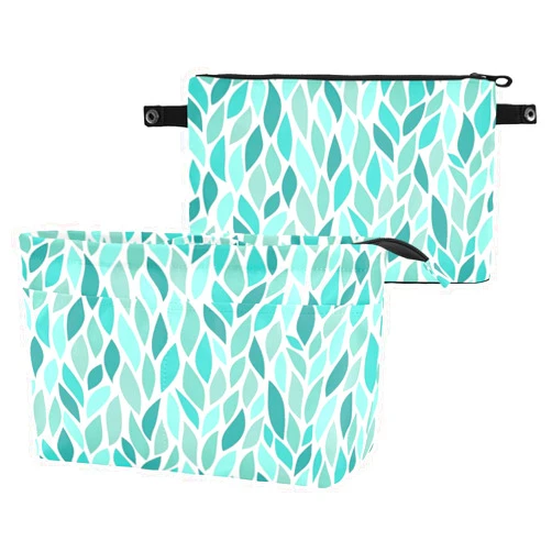MNSRUU Insert Organizer for Handbag Zipper Polyester Pouches for Inside Tote Bag Pocketbook 10 Pockets Large,Leaves