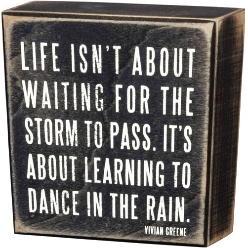 Primitives by Kathy 16336 Classic Box Sign, 4 x 4-Inches, Dance In The Rain