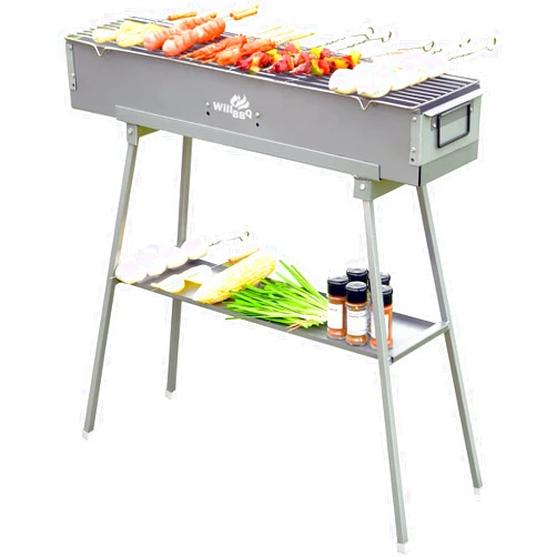 WILLBBQ Charcoal Grills Commercial Quality Portable Multiple Size Hibachi BBQ Lamb Skewer Folded Camping Barbecue Grill for Garden Backyard Party Picnic Travel Outdoor Cooking Use(31.6x7.1x5.1 inch)