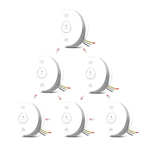 Siterlink Hardwired Interconnected Smoke and Carbon Monoxide Detector Combo, 2 in 1 Smoke and CO Detector with 2 AA Batteries Back Up, AC Smoke and CO Alarm, Voice Alert, Self-Check, 6 Pack