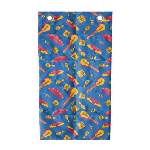 Ambesonne Cinco de Mayo Hanging Pocket Organizer, Mexican Traditional Festivities Vivid Colored Maracas Sombreros, Printed Polyester Storage Bag with Pockets, 21