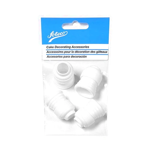Ateco Standard Plastic Couplers, for Use Cake Decorating Tubes and Bags, Set of 4, 4 Count, White
