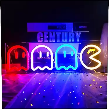 UiiWout trvfd Game Neon Signs Ghost Neon Lights Led Sign Retro Decor Arcade for Game Room Decor with USB/Swicth Led Wall Sign Neon Sign for Bedroom Kids Room Bar Halloween Party Christmas 16''x 6''