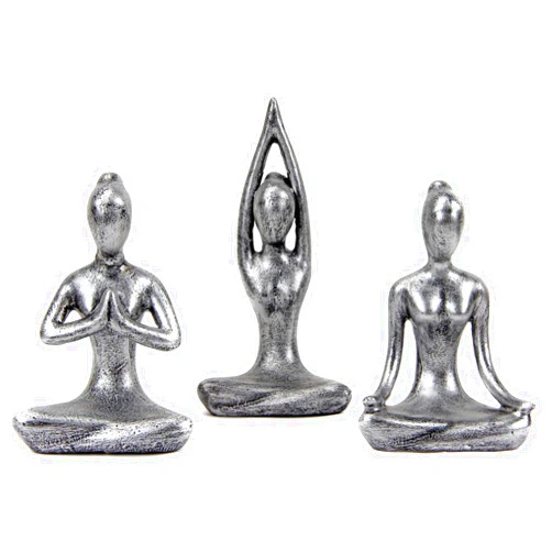 Leekung Yoga Meditation décor,Yoga Pose Statue Home Decoration,Zen Yoga Figurine for Spiritual Room, Set of 3 Yoga Gift Antique Silver Color