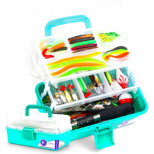 TCMBY 3 Layers Tackle Box with Tackle Included, 321Pcs Fishing Lures Kit Contains Pliers, Crankbait, Hooks, Weights & Accessories, Fishing Gear Bait Lure Gifts for Men Bass Freshwater (Green)