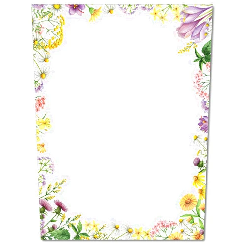 Desktop Publishing Supplies Floral Letter Paper - Flower Meadows Stationery - 40 Sheets of Cute Designed Printer Paper