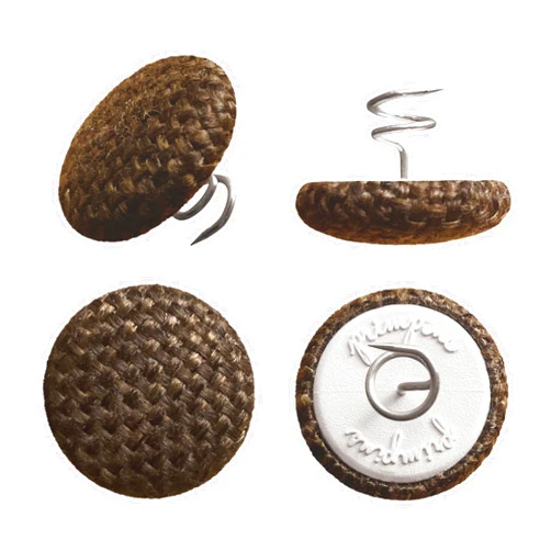 Primpins Short Upholstery Pins - Performance Poly - 4 Colors Available - Fabric Covered Button Twist Pins - Keeps Furniture Covers in Place (Set of 12, Brown)