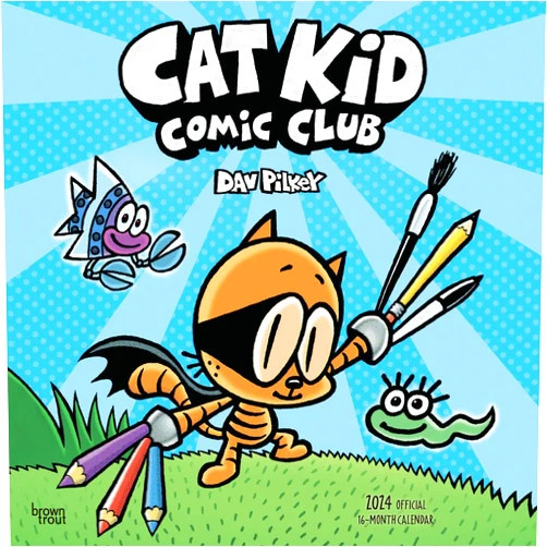 BrownTrout Publishers Inc.,BrownTrout Publishers Editing Team,BrownTrout Publishers Design Team Cat Kid Comic Club | 2024 12 x 24 Inch Monthly Square Wall Calendar | BrownTrout | Graphic Novel Family Children