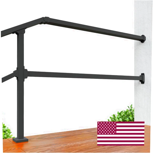 CHR Fence & Rail Hand Rails for Outdoor Steps Extension, 4ft Rectangular Handrail Extension to Wall, Handrails for Step Landings Ideal for Porch, Deck, & Stair Railing Indoor & Outdoor