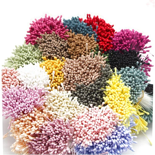 Wonafa 1000 Pcs Artificial Pearl Flower Stamen,Mini Double Heads Mix Color Flower Pistils, Jewelry Accessory, for DIY Scrapbooking Wedding Party Home Decoration (1000, Multicolor)