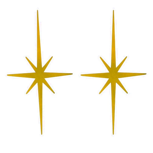 Abvsdu 2 Pcs Cast Iron Starburst Wall Decor 8 Pointed Atomic Stars - Premium Mid Century Modern Decor, Retro Home Decor Accents, Metal Stars Wall Art - Luxurious Golden Finish