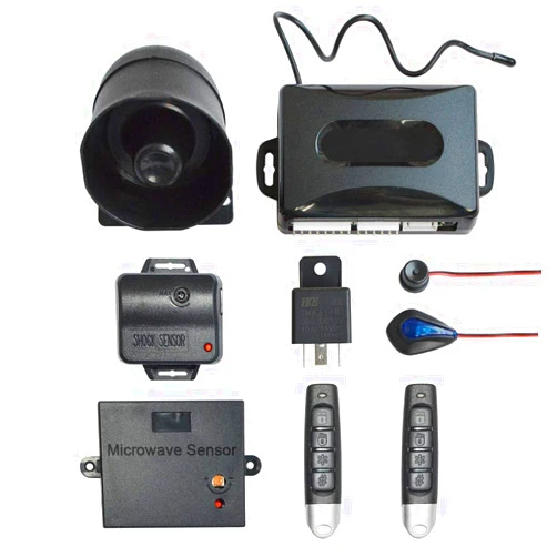 BANVIE Universal Car Security Alarm with Keyless Entry System, 2 Remote Transmitters, 6-Tone Siren, Shock Sensor, Central Locking Automation