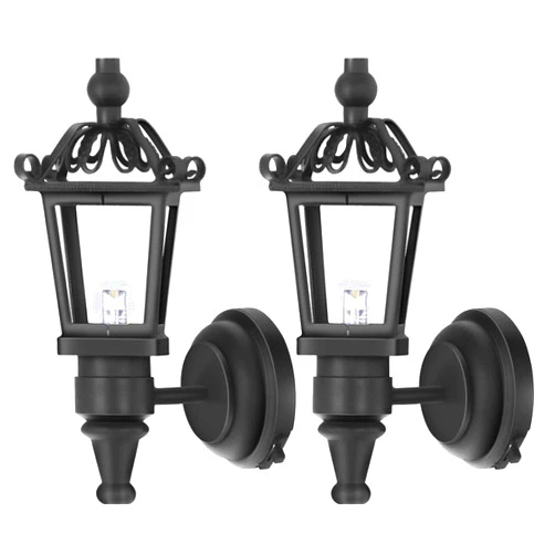 TOYANDONA 2pcs Dollhouse LED Wall Sconces 1: 12 Scale Wall Lamp Simulation Miniature Furnitures for DIY Dollhouse Living Room Mini Toy Wall Lamp Models Black