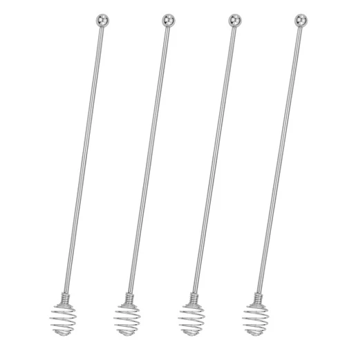 BURLIHOME Coffee Stir Sticks,BURLIHOME Stainless Steel Swizzle Sticks 4Pcs Reusable Beverage Stirrers with Honey Shape