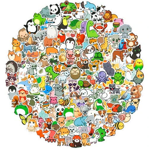 YOMELA 200pcs Cute Animal Stickers for Kids, Kawaii Water Bottle Sticker Pack for Adults, Waterproof Vinyl Decals for Laptop, Journal, Scrapbook, Luggage