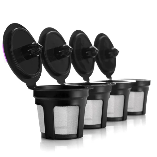 GoodCups 4 Reusable K Cups for Keurig - Universal Fit 1.0 & 2.0 Keurig Coffee Makers - 4 Black Refillable Kcups Coffee Filters for all Keurig Brewers Family