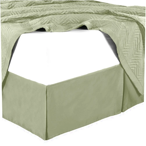Sheetsnthings Microfiber Bed Skirts (14 inch Drop) -California King Size, Solid Sage- Pleated Tailored Bedskirts with Split Corners