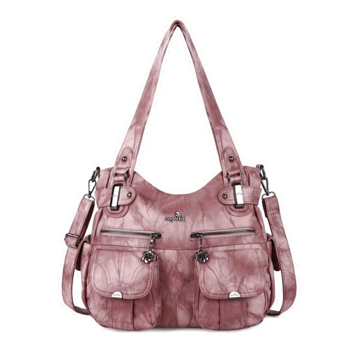 Angel Kiss Purses and Handbags Women Tote Shoulder Top Handle Satchel Hobo Bags Fashion Washed Leather Purse