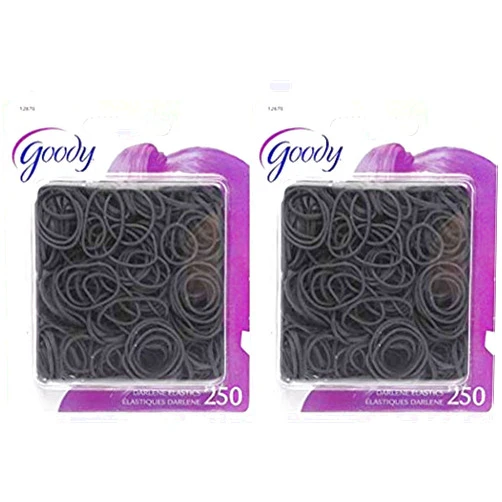 Goody Classics Girls Rubberband, Black, 250 Count (Pack of 2)