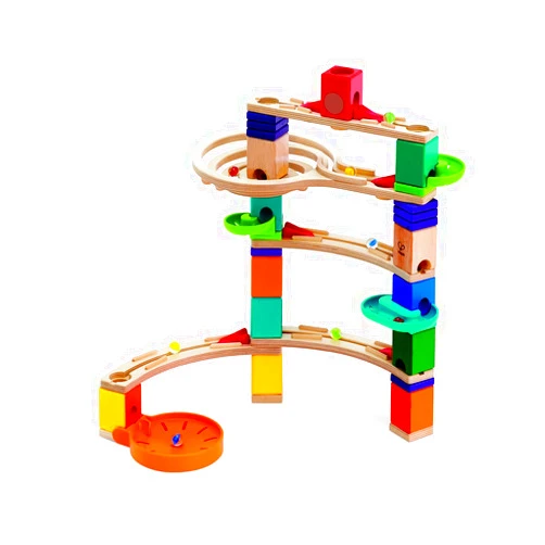 Hape Quadrilla Cliffhanger Wooden Marble Run Blocks | Marble Maze Run Set, Early Educational STEM Development Building Toys for Kids, Multicolor, Model:E6020