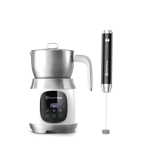 Maestri House 21OZ Milk Frother & Handheld Milk Frother with Stand