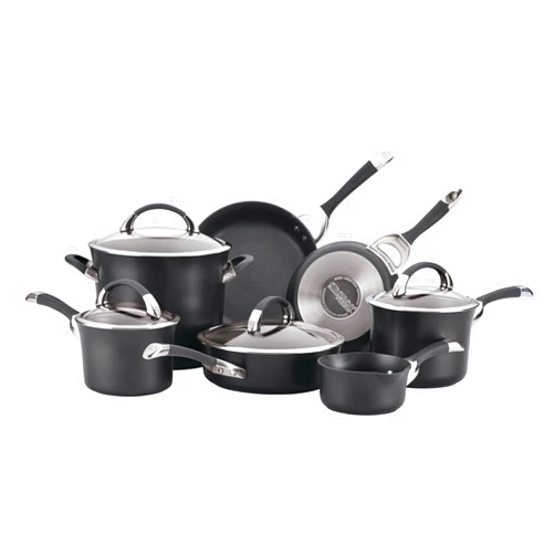 Circulon Symmetry Hard Anodized Nonstick Cookware, Cooking Pots, Induction Pots and Pans Set, 11-Piece, Black