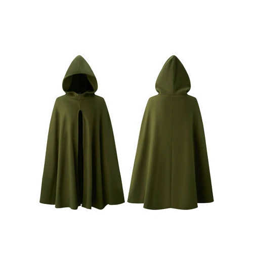 Spooktacular Creations Halloween Renaissance Cloak Costume Men, Green Medieval Hooded Cape Vintage Capelet for Themed Parties