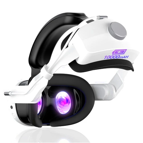 ArocoVr Head Strap with Battery for Meta/Oculus Quest 3, 10000mAh Battery Pack for Extended 4-6 Hrs of Playtime, Fast Charging VR Power, Soft & Skin-Friendly PU Surface Enhanced Support and Balance in VR