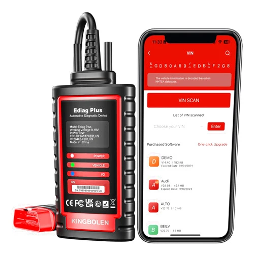 KINGBOLEN Ediag Plus Bluetooth Scanner, All System Bidirectional Control OBD2 Diagnostic Scanner for iOS & Android with ECU Coding, CAN-FD Protocol, Auto VIN, 15+ Rest Functions, 1 Year Gratis Updata