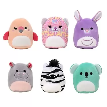Squishville Mystery Mini-Squishmallows Plush - Wildlife Squad - Six 2-Inch Mini Plush Characters - Includes Michaela and Kiki Plus Four Mystery Figures - Irresistibly Soft, Colorful Plush 2 inches