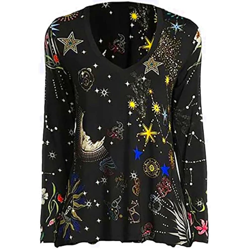 Johnny Was Celestin Favorite V Neck Swing Tee Shirt Black Top Floral Special New