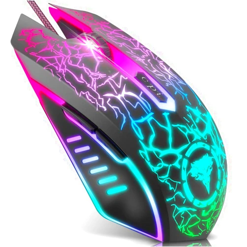 BENGOO Gaming Mouse Wired, Ergonomic Gamer Laptop PC Optical Computer Mice with RGB Backlit, 4 Adjustable DPI Up to 3600, 6 Programmable Buttons for Windows 7/8/10/XP Vista Linux -Black